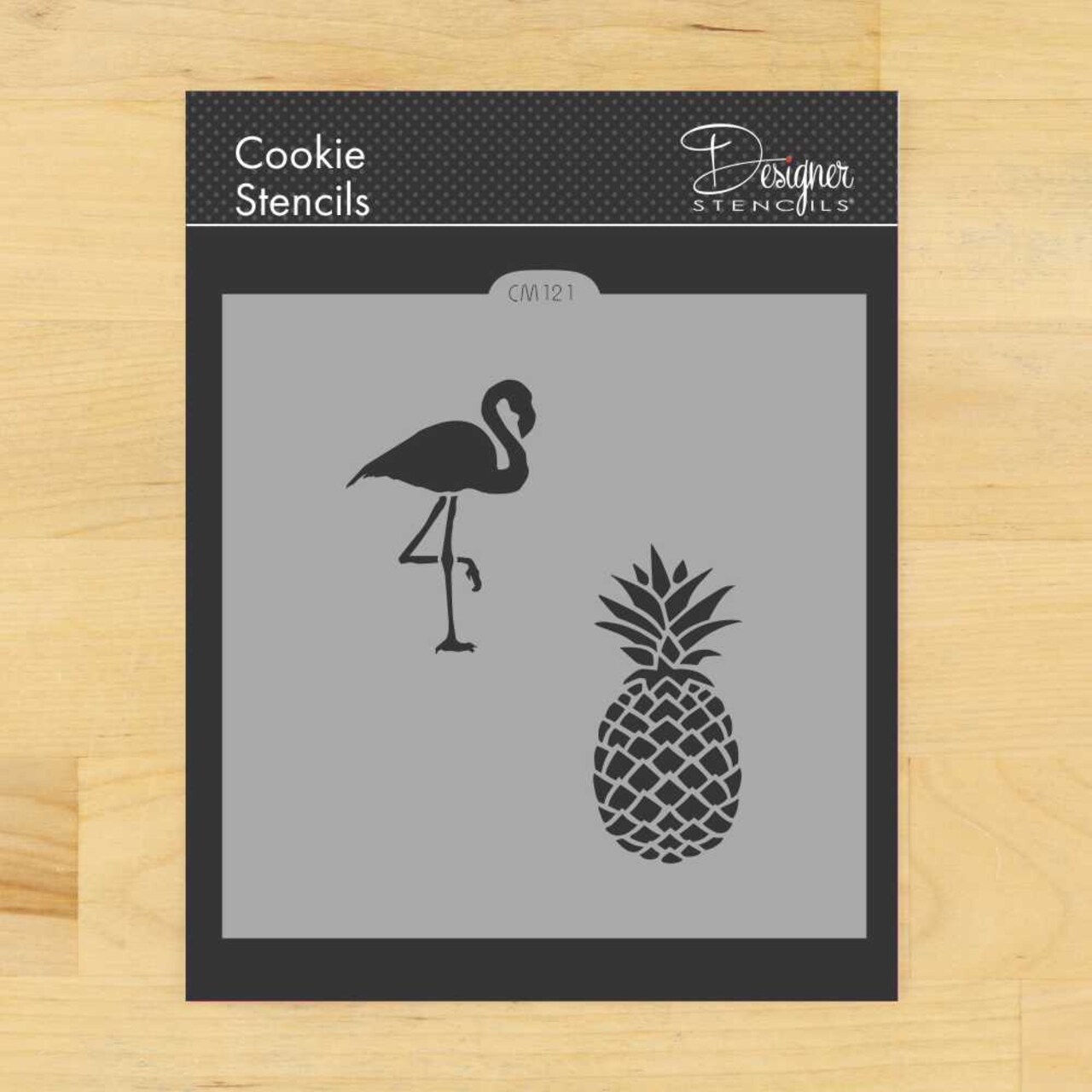Flamingo and Pineapple Cookie & Craft Stencil | CM121 by Designer Stencils | Baking Stencils for Royal Icing, Airbrush, Dusting Powder |